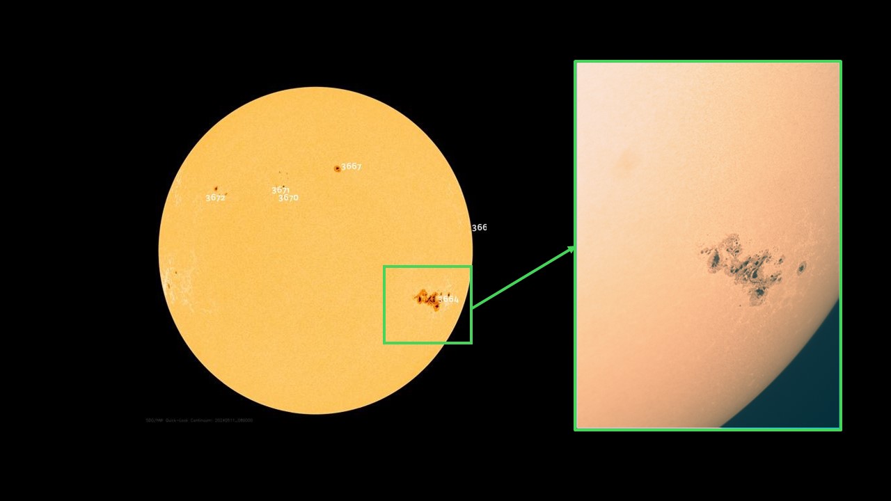 Active sunspot region photographed on 11 May 2024
