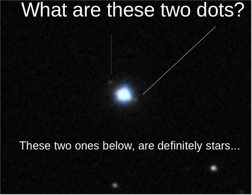 Seestar S50 image of Uranus with two faint moons visible nearby