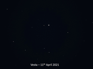Animation showing asteroid Vesta moving between 11 and 12 April 2021
