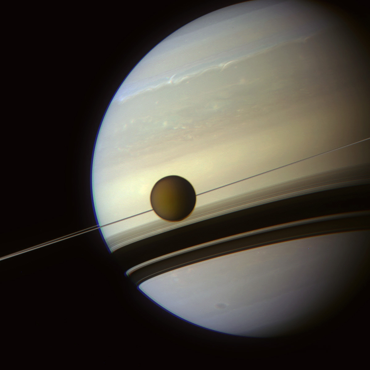 Saturn and Titan photographed by the Cassini spacecraft